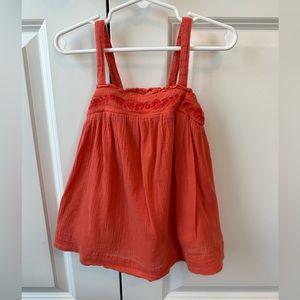 Mini Boden Girls Coral Embroidered Adjustable Tank 100% Cotton (Size 3-4)
